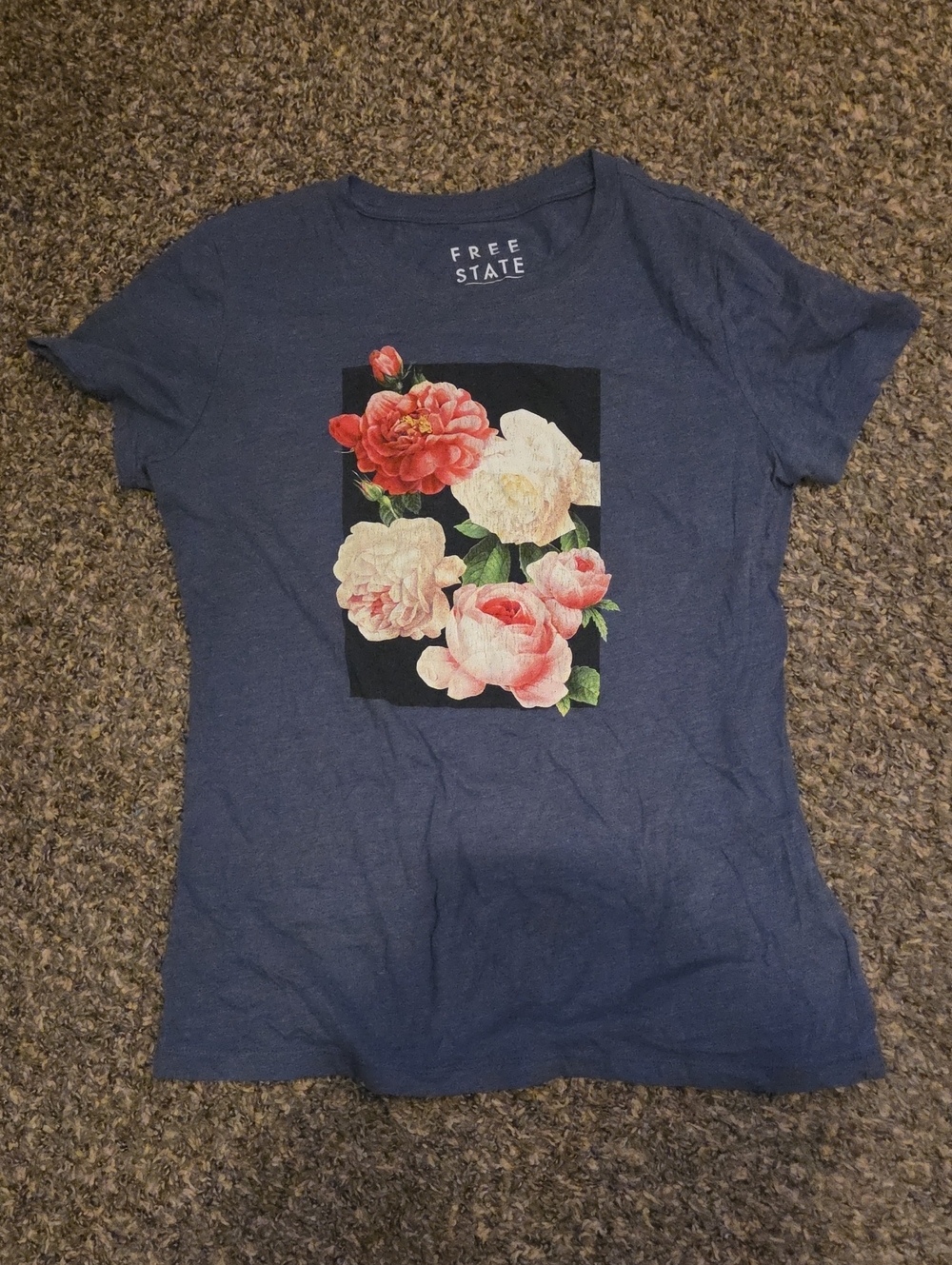 Free State Navy Tee with Pink & Cream Floral Print